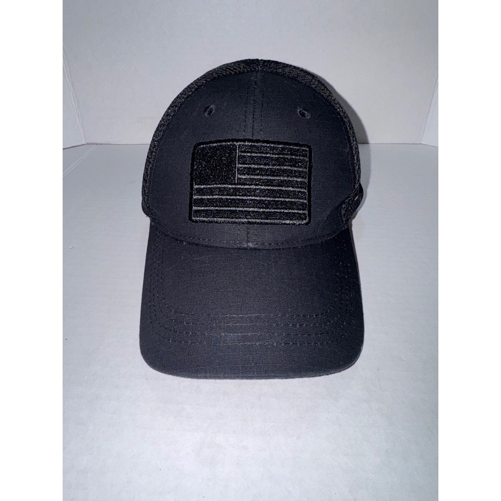 Highland Tactical Mens Black American Flag Patch Mesh Back Flex Fit Hat Cap OSFM